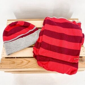 Juicy Couture red stripped hat/scarf set